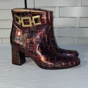 Timothy Hitsman Metallic Croc-Embossed Ankle Boots